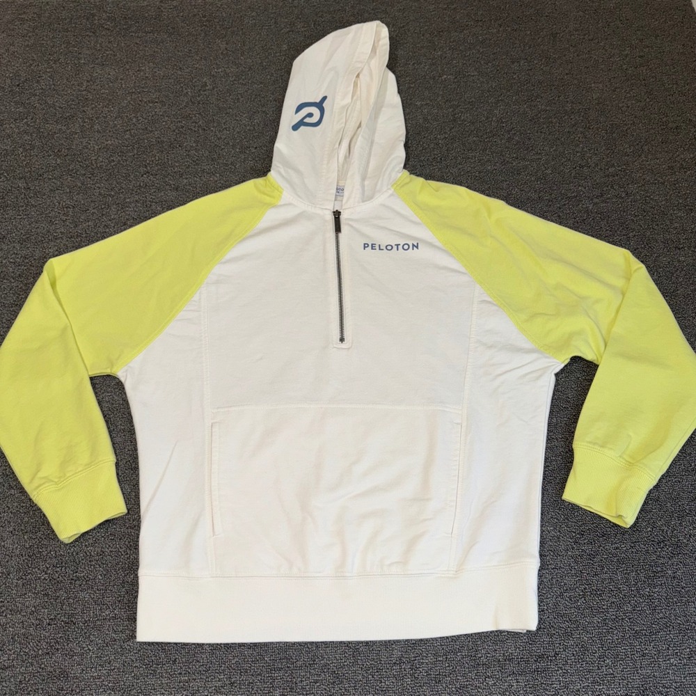 Peloton Womens XS Quarter Zip Hoodie Together We Go‎ Far Colorblock White Yellow